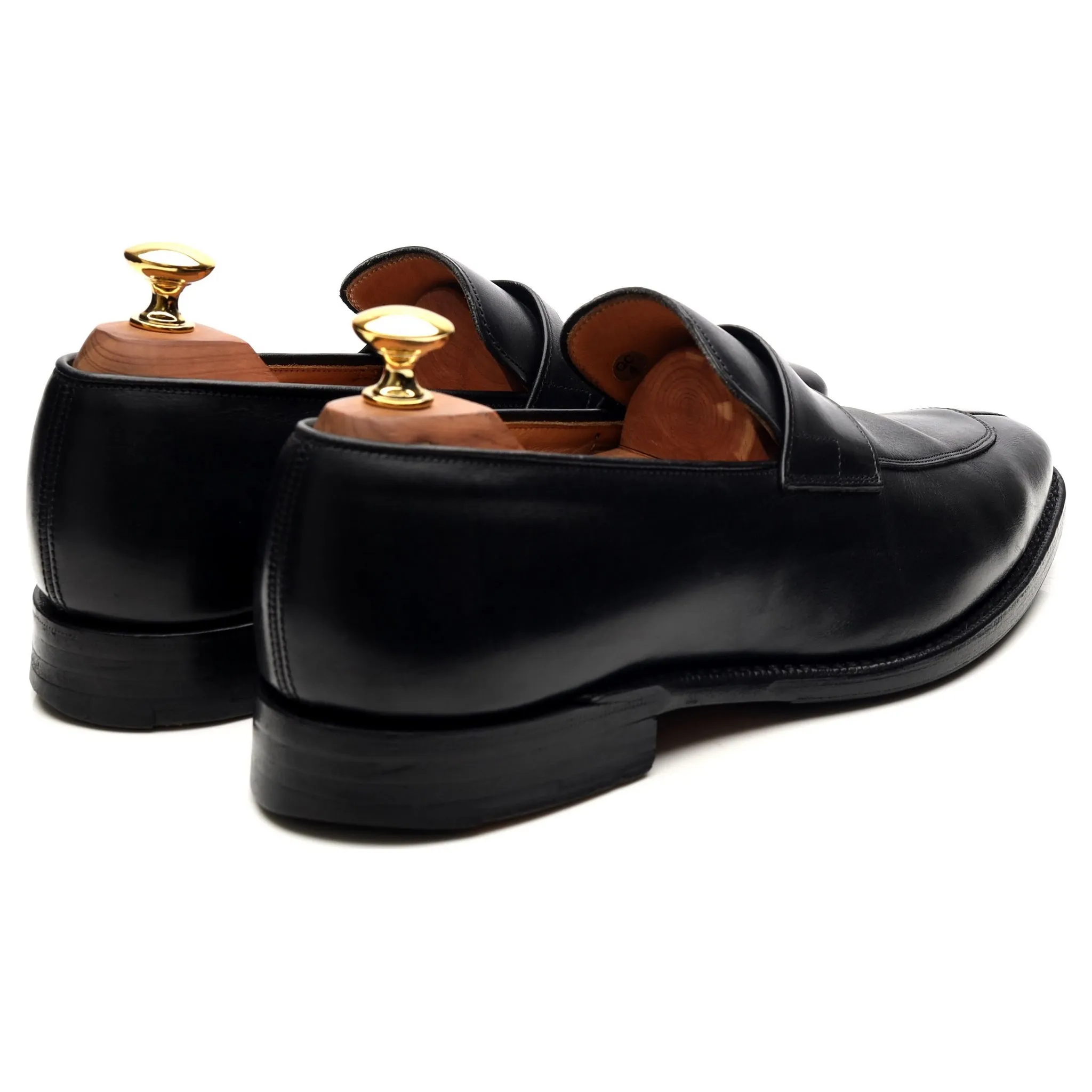 'Swanley' Black Leather Split Toe Penny Loafers UK 6 G