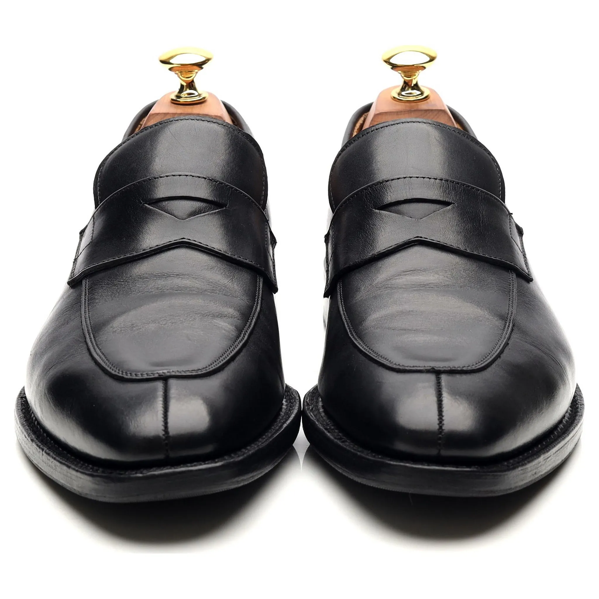 'Swanley' Black Leather Split Toe Penny Loafers UK 6 G