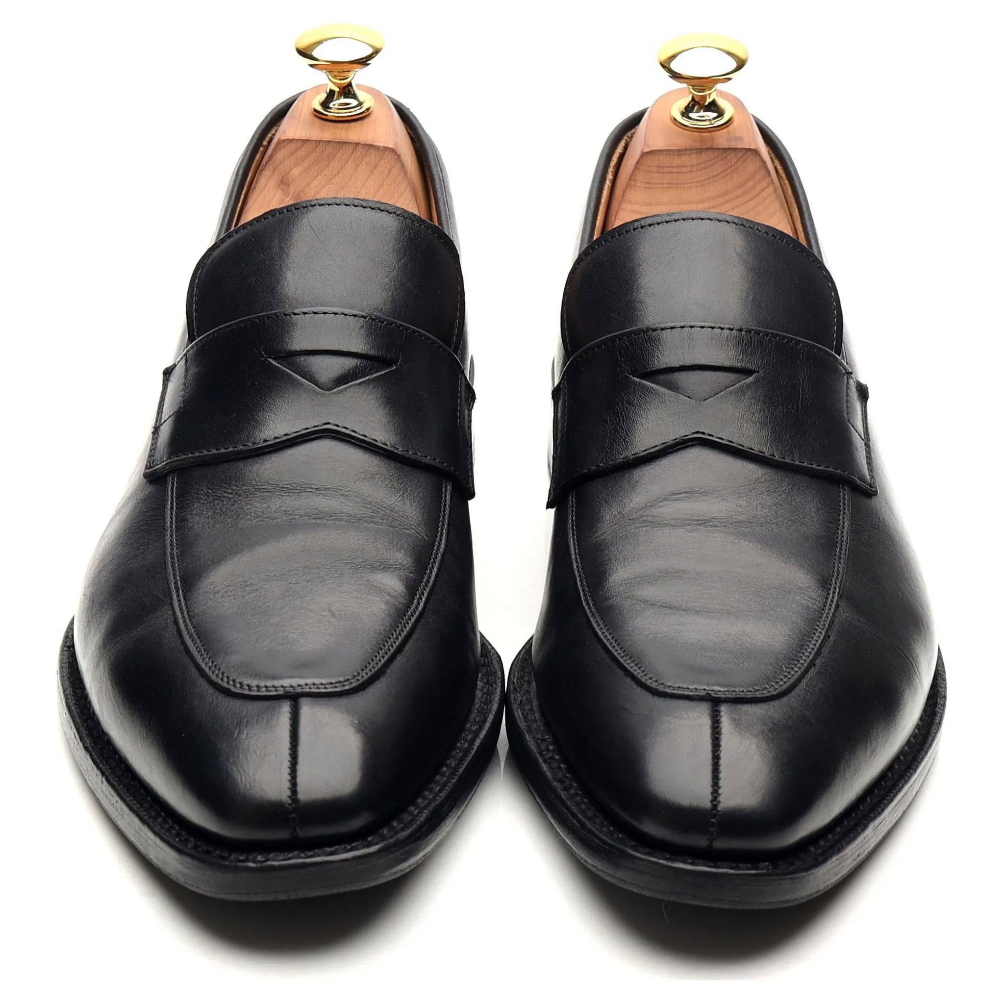 'Swanley' Black Leather Split Toe Penny Loafers UK 6 G