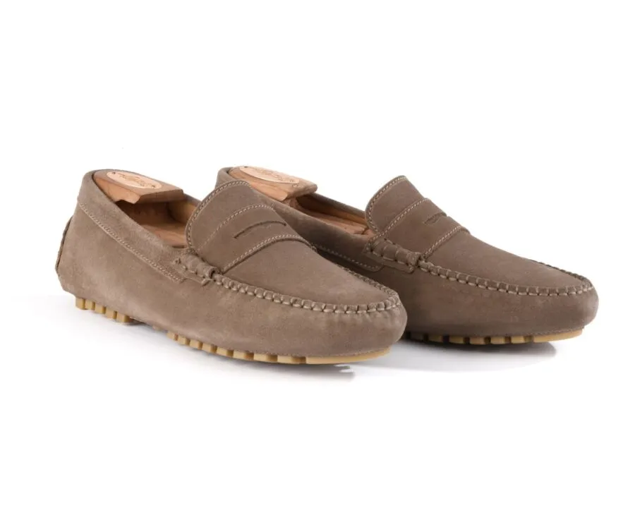 Taupe Men's Driving Moccasins - BISCAYNE