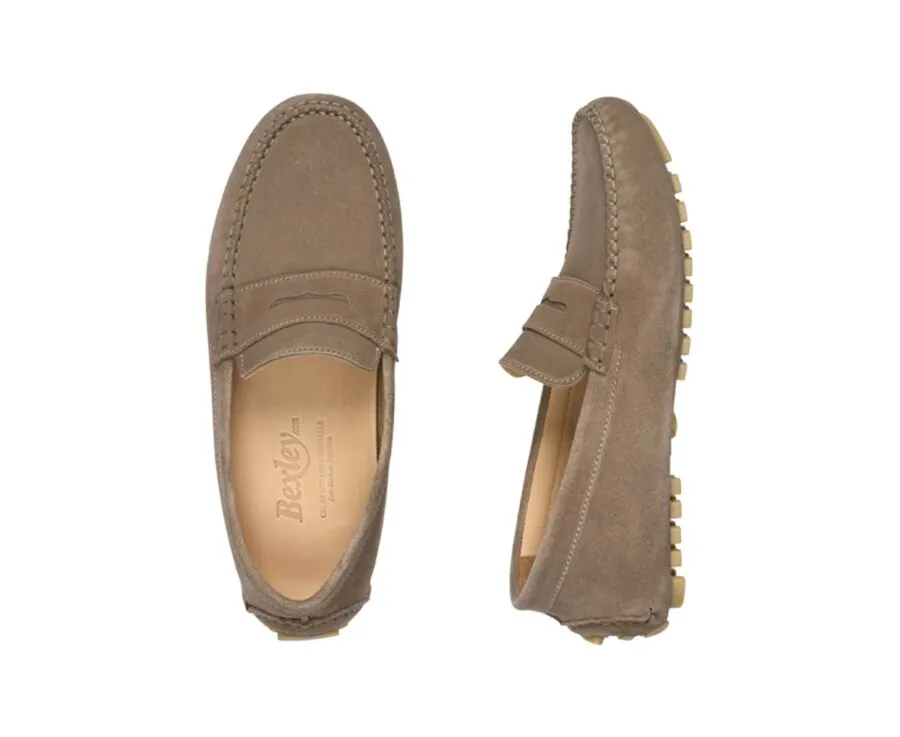 Taupe Men's Driving Moccasins - BISCAYNE