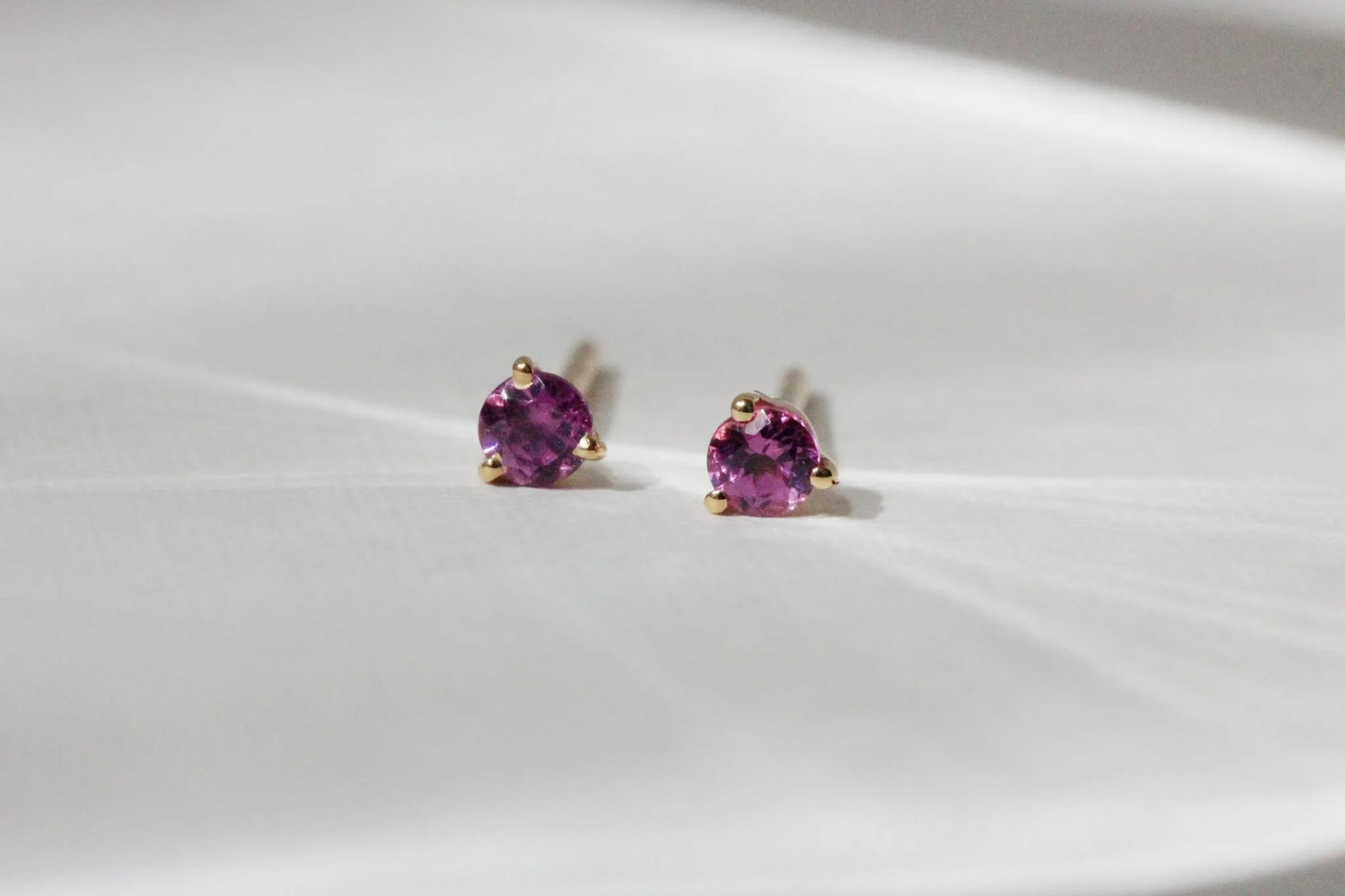 Tiny Pink Garnet Stud