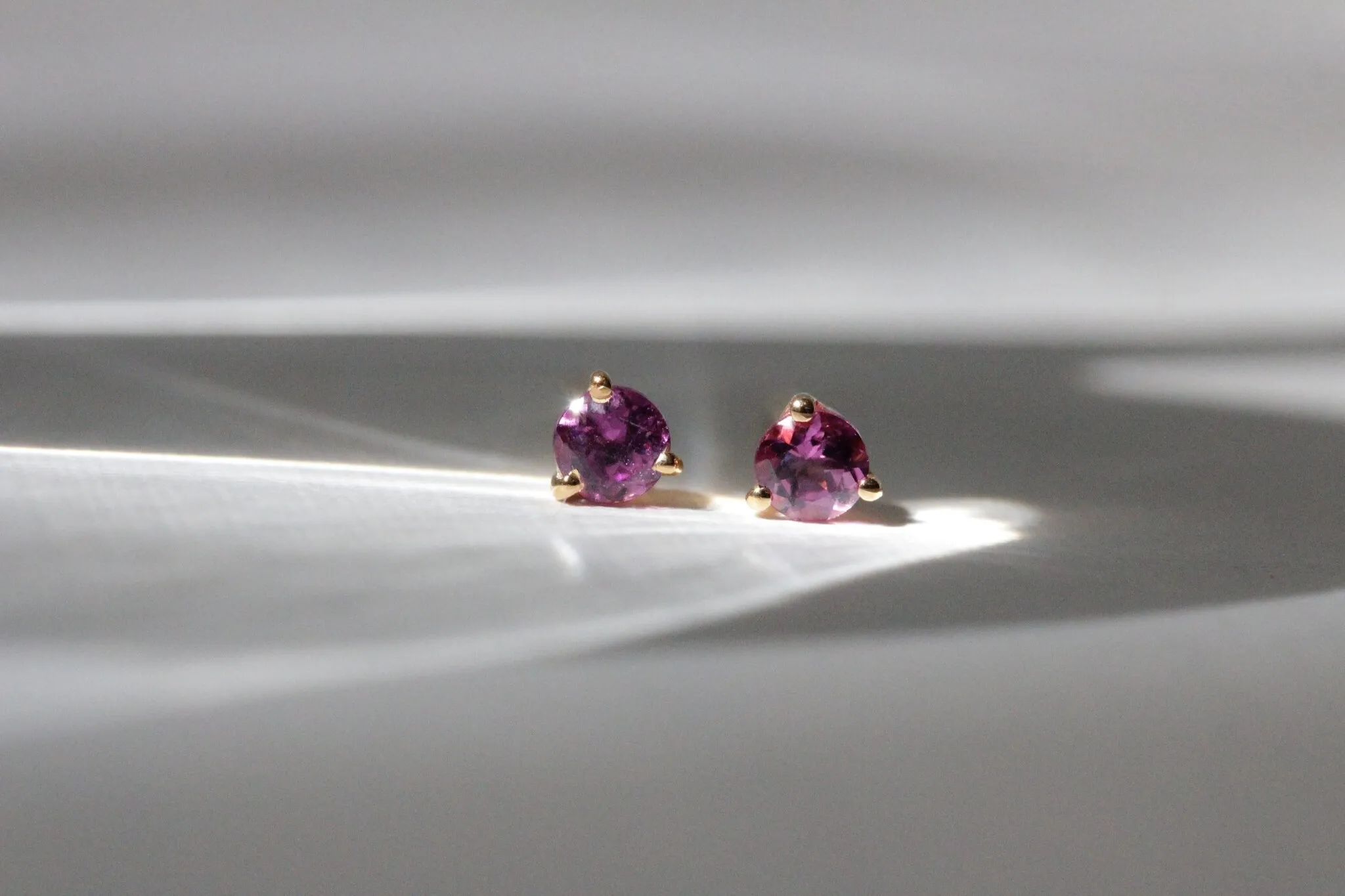 Tiny Pink Garnet Stud