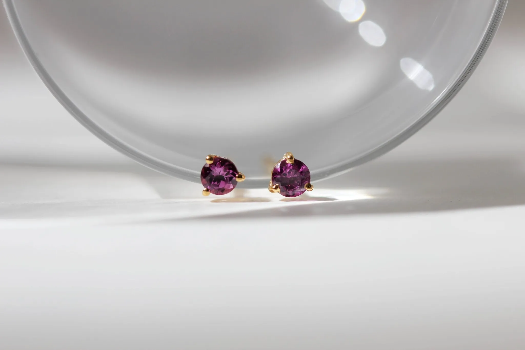 Tiny Pink Garnet Stud