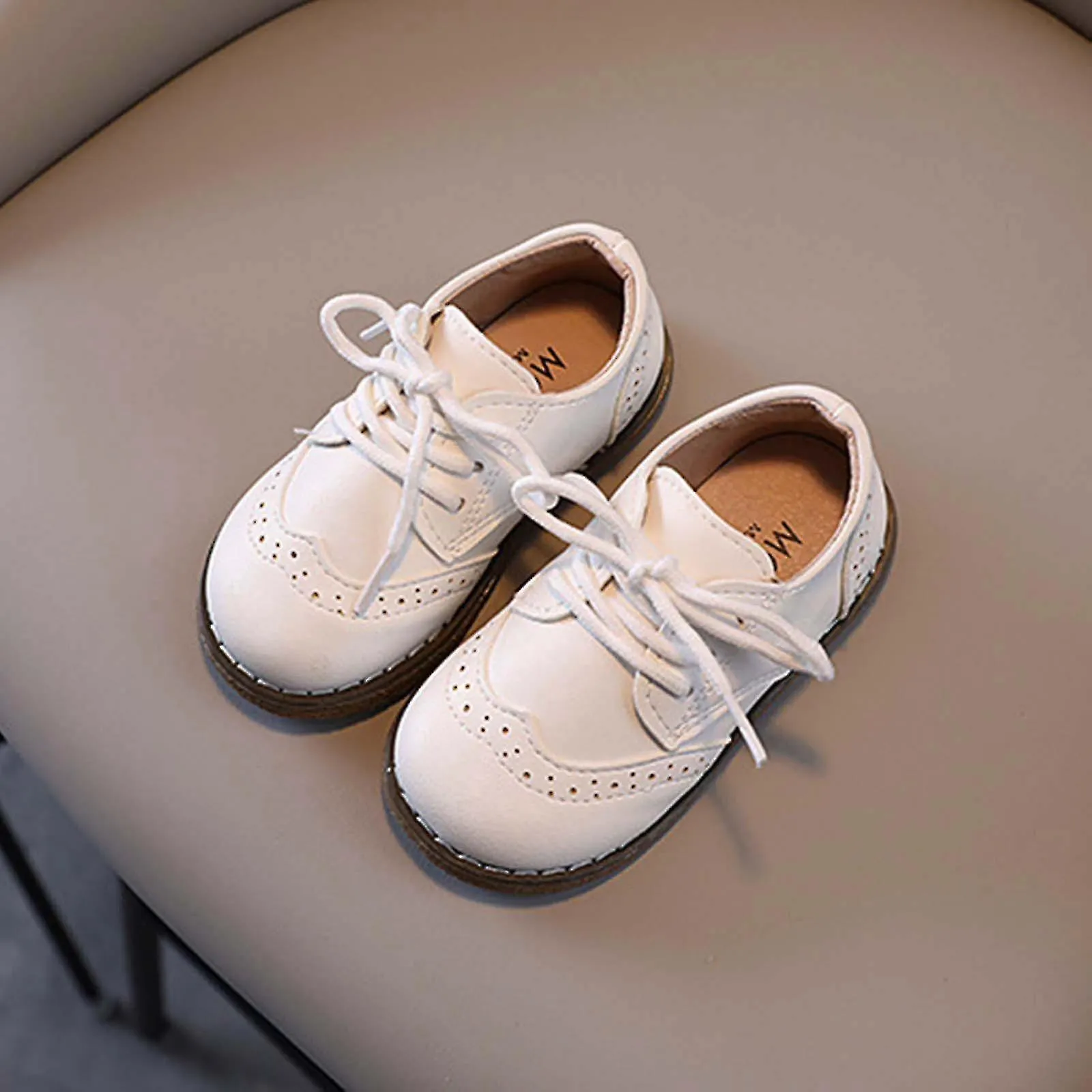 Toddler Baby Girls Boys Casual Lace-up Leather Peas Shoes