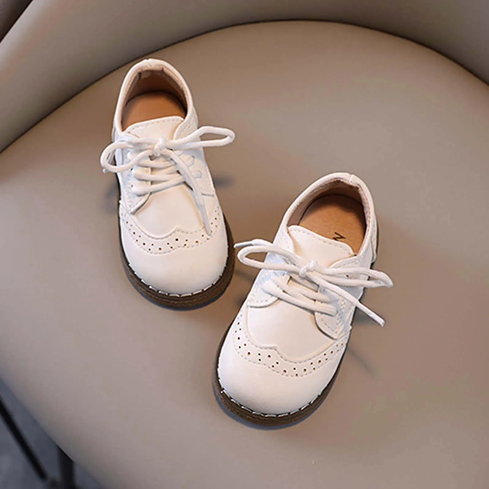 Toddler Baby Girls Boys Casual Lace-up Leather Peas Shoes