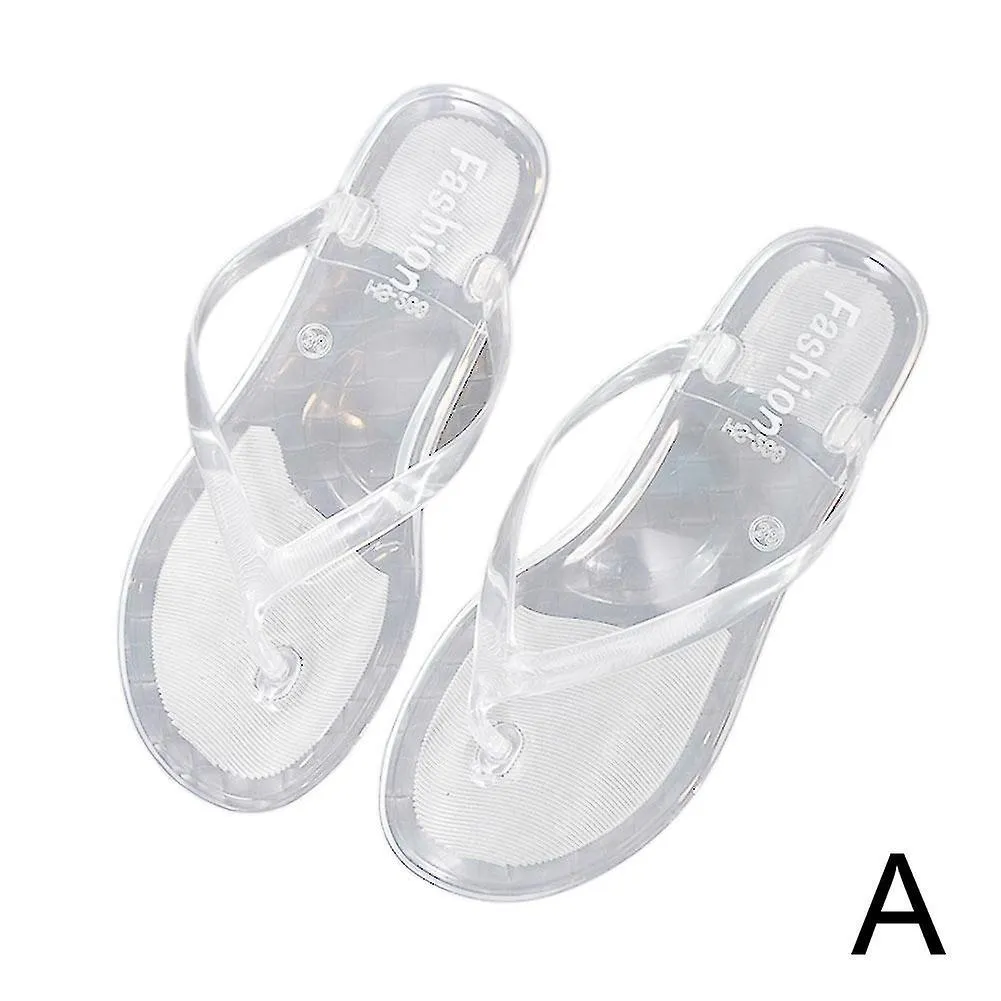 Transparent Beach Slippers Clip Feet Summer Flat Bottomed Herringbone Slippers