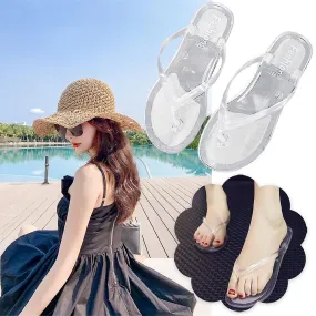 Transparent Beach Slippers Clip Feet Summer Flat Bottomed Herringbone Slippers