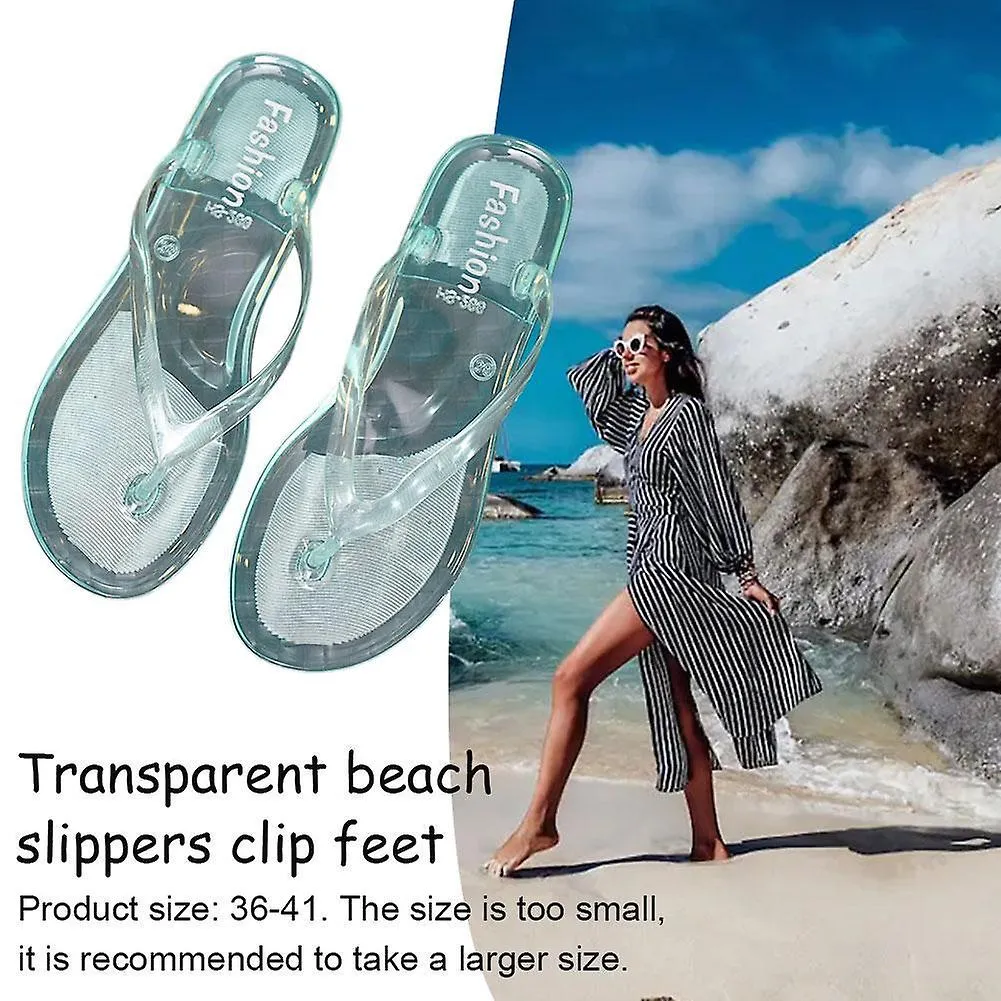 Transparent Beach Slippers Clip Feet Summer Flat Bottomed Herringbone Slippers