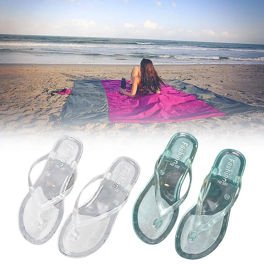 Transparent Beach Slippers Clip Feet Summer Flat Bottomed Herringbone Slippers