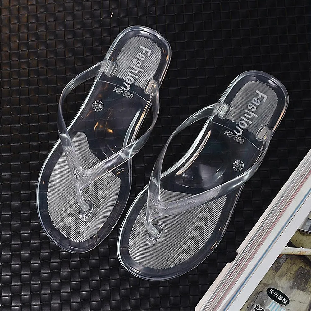 Transparent Beach Slippers Clip Feet Summer Flat Bottomed Herringbone Slippers