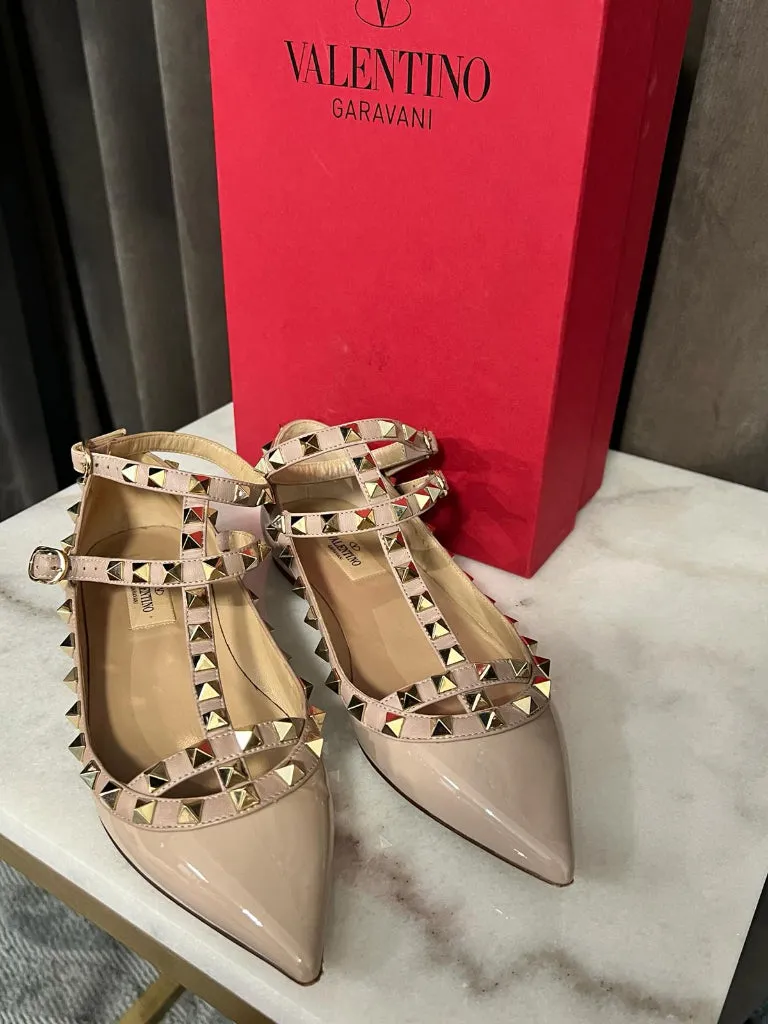 Valentino Rock Stud Flats Nude - size 36