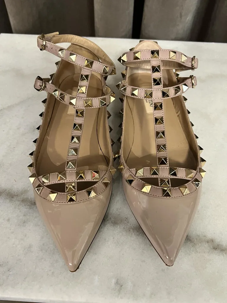 Valentino Rock Stud Flats Nude - size 36