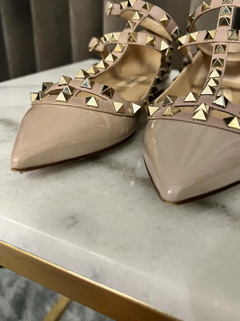 Valentino Rock Stud Flats Nude - size 36