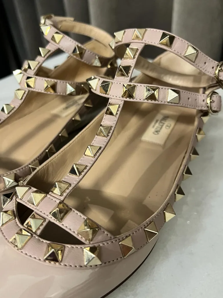 Valentino Rock Stud Flats Nude - size 36