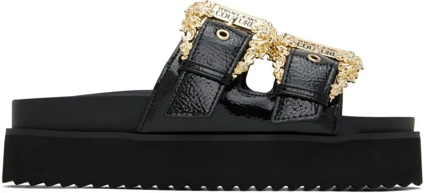 Versace Jeans Couture Black Arizona Flat Sandals