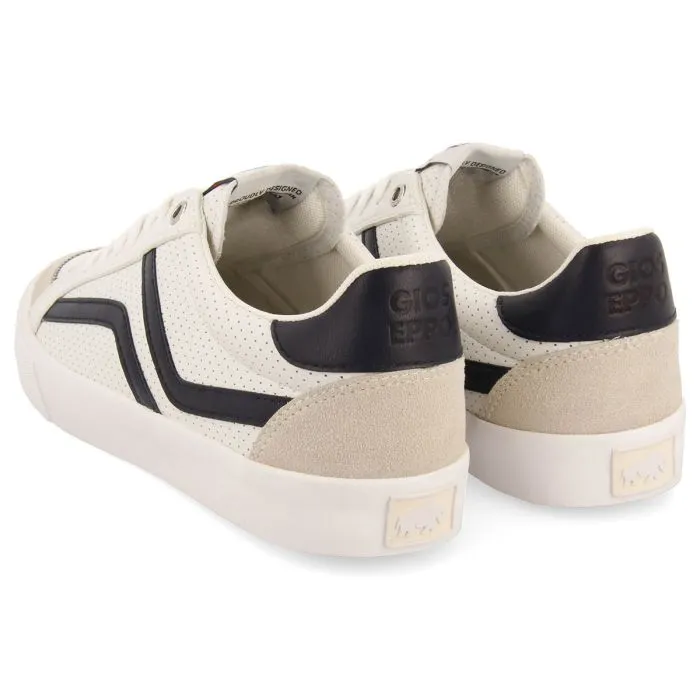 Vinneuf men's white sneakers with navy blue details