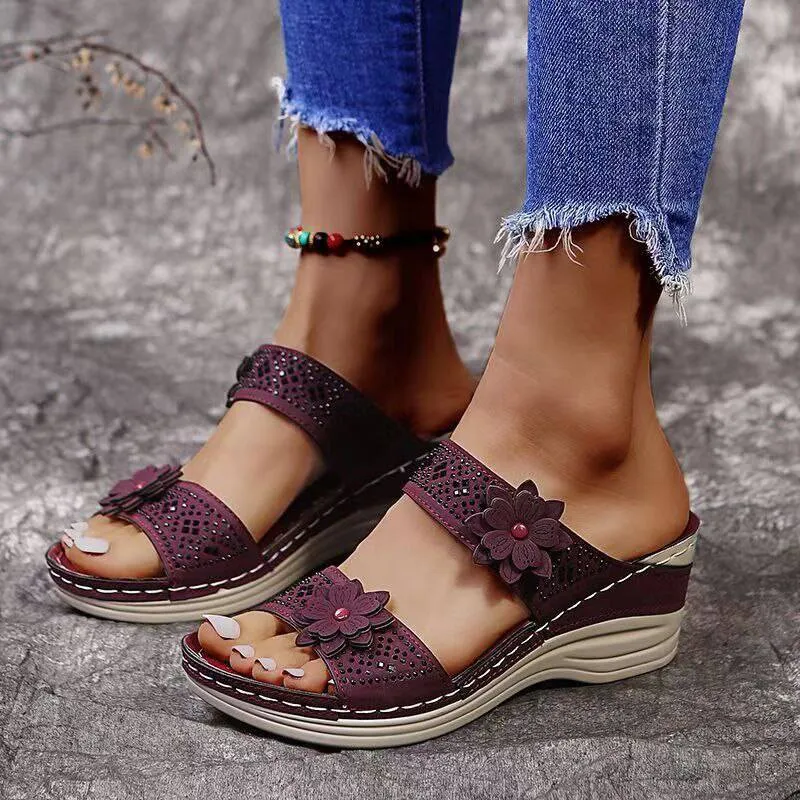 Vintage Flower Fish Mouth Sandals for Women by Libiyi - Casual Shoes