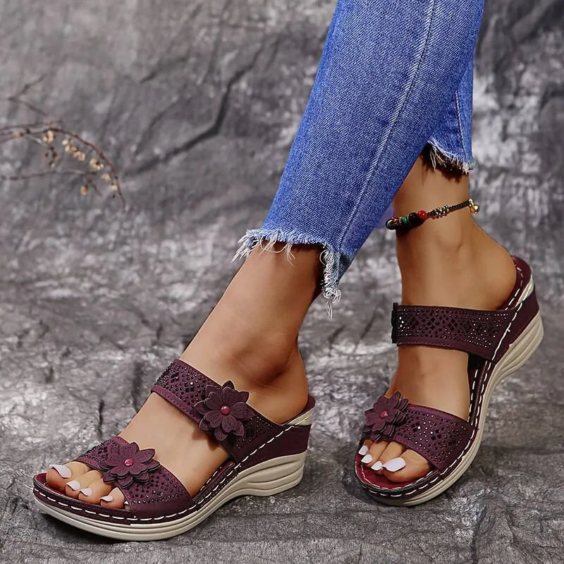 Vintage Flower Fish Mouth Sandals for Women by Libiyi - Casual Shoes