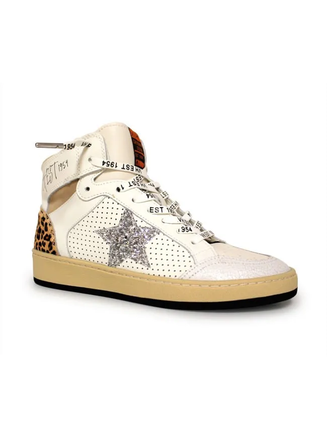 Vintage Havana Women's White Leopard High Top Sneakers.