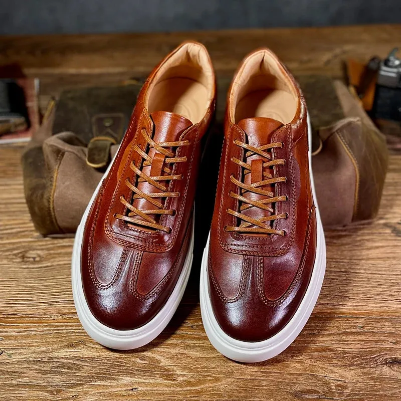 Vintage Leather Lace-up Breathable Men's Casual Shoes