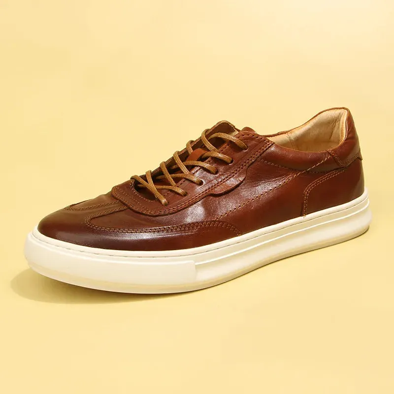 Vintage Leather Lace-up Breathable Men's Casual Shoes