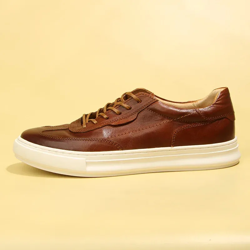 Vintage Leather Lace-up Breathable Men's Casual Shoes