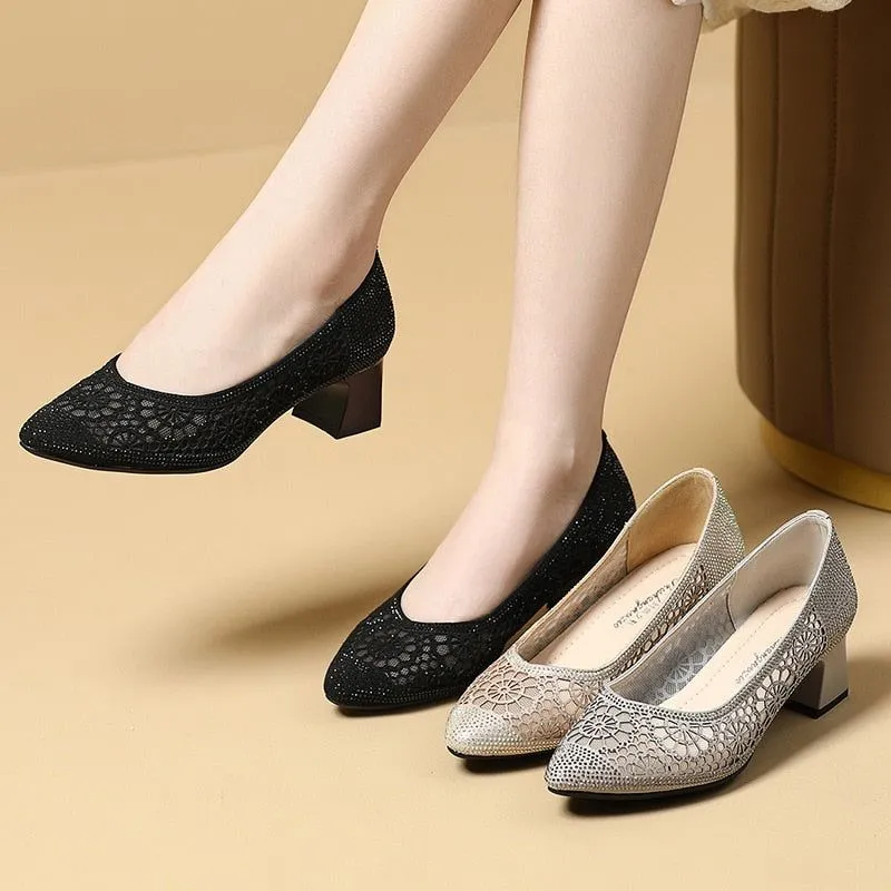 Women's Pointed Toe Mid Heel Pumps for Casual Wear (FM121)