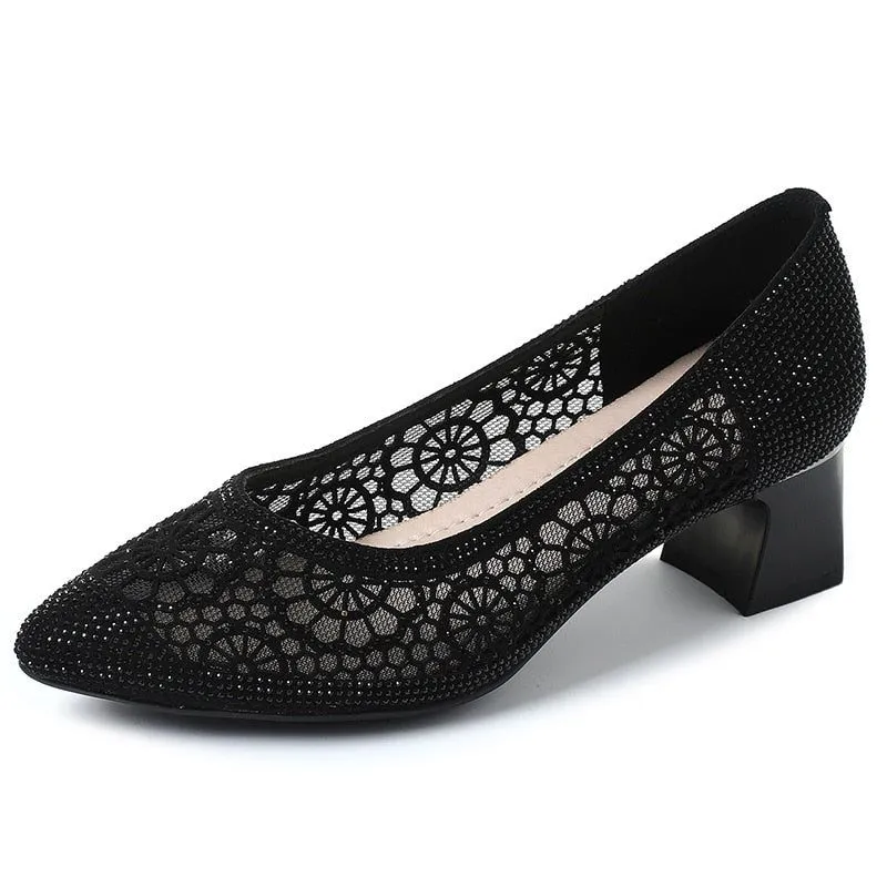 Women's Pointed Toe Mid Heel Pumps for Casual Wear (FM121)