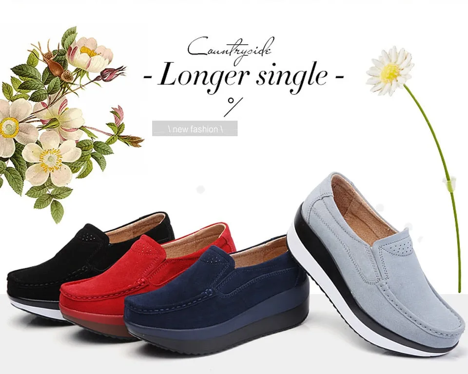 Women's Slip-On Moccasins | Handmade Casual Shoes | Round Toe