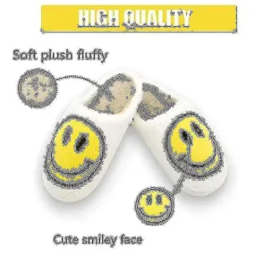 Zapatillas Smiley Face Slippers Women Smile Slippers Happy Face Slippers Retro Smiley Face Soft Plush Cómodo Cálido Slip-on Slip